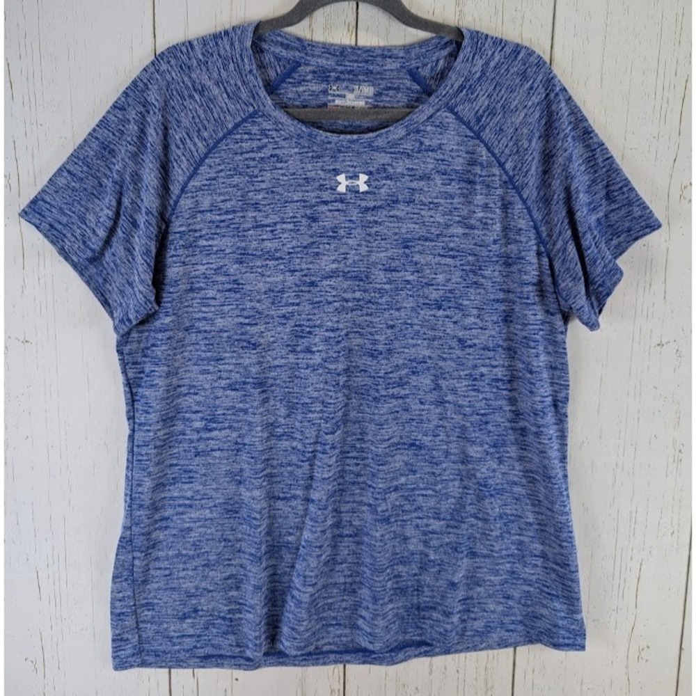 Under Armour Size XL Loose‎ Heatgear Dark Blue Short Sleeve Womens Active Top